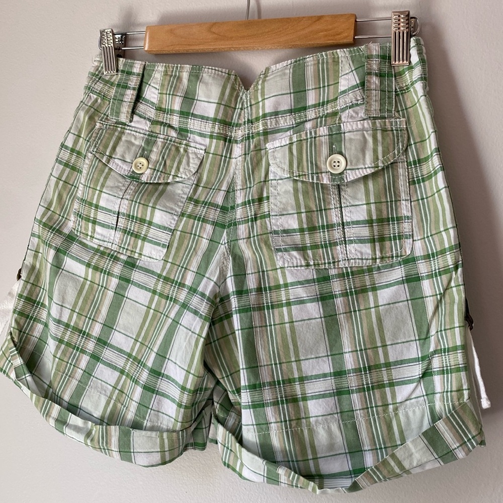 INC International Concepts green and white 100% cotton plaid shorts, size 4 - Picture 2 of 7
